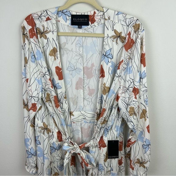 NWT Eloquii Duster cardigan longer length belted with pockets side slits 14/16 - Picture 2 of 16